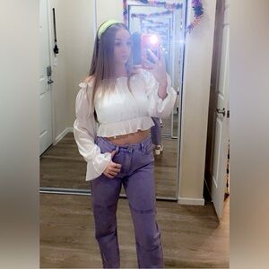 High Waisted Straight Leg Jeans Light Purple Size 2 XS